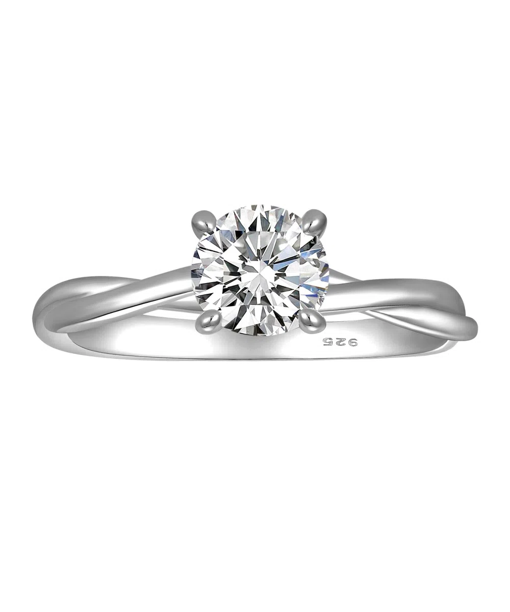 YL Anillo de Compromiso Plata de Ley 925 de 0,8 Quilates Moissanita Color D VVS1 Anillo de Promesa Infinito para Mujer Ella