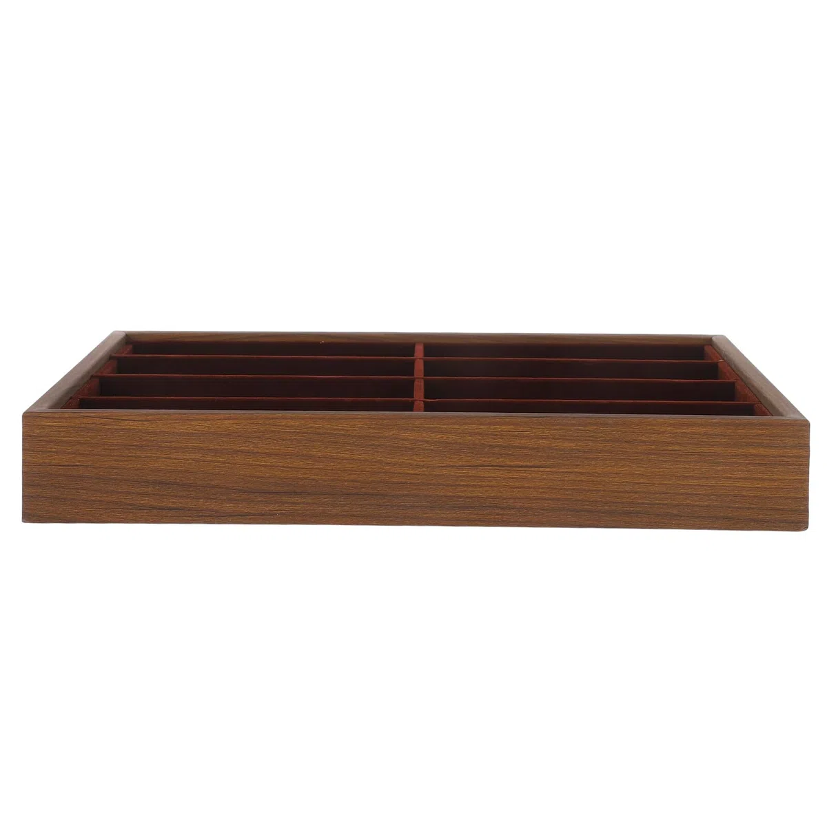 Artibetter Bandeja Organizadora para Gafas 8 Compartimentos de Madera Nogal Estuche sin Tapa para Guardar Gafas de Sol y Joyas Soporte Antideslizante para Escritorio y Viaje