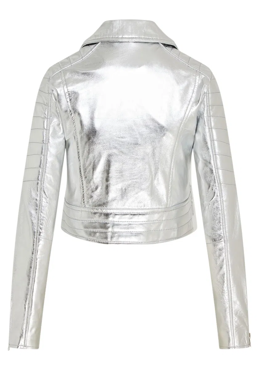 Infinity Leather Chaqueta de Cuero Auténtico Estilo Motero Chic Estilo Gótico con Cuerpo Corto Para Mujer