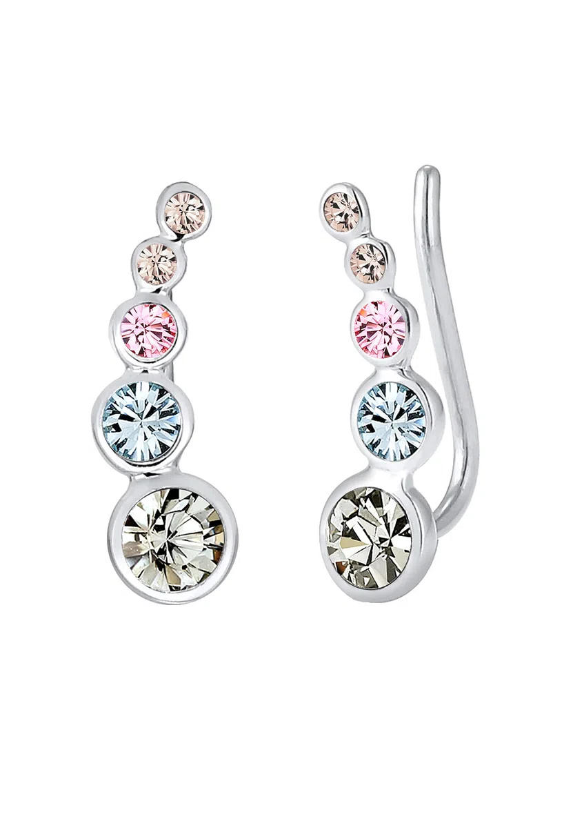 Elli Earrings Earclimber Circle Geo Crystals 925 Sterling Silver