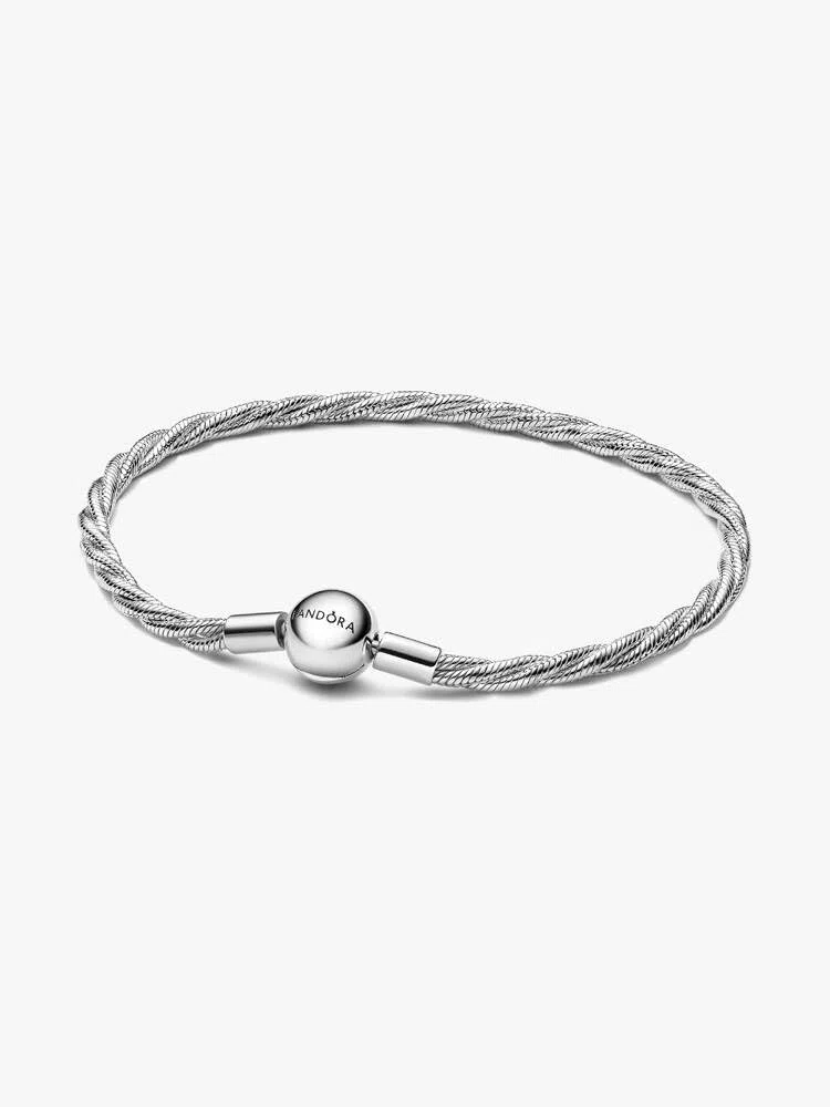 PANDORA Pulsera de plata para mujer, cadena serpiente trenzada, 593757C00