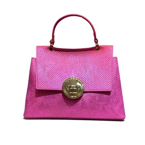 Bolso de Mensajero de Mujer de Piel de Serpiente Verde Hecho a Mano, Bolso de Moda de Piel de pitón, Bolso Cruzado de Cuero Genuino, Regalo para Ella (Rosa)