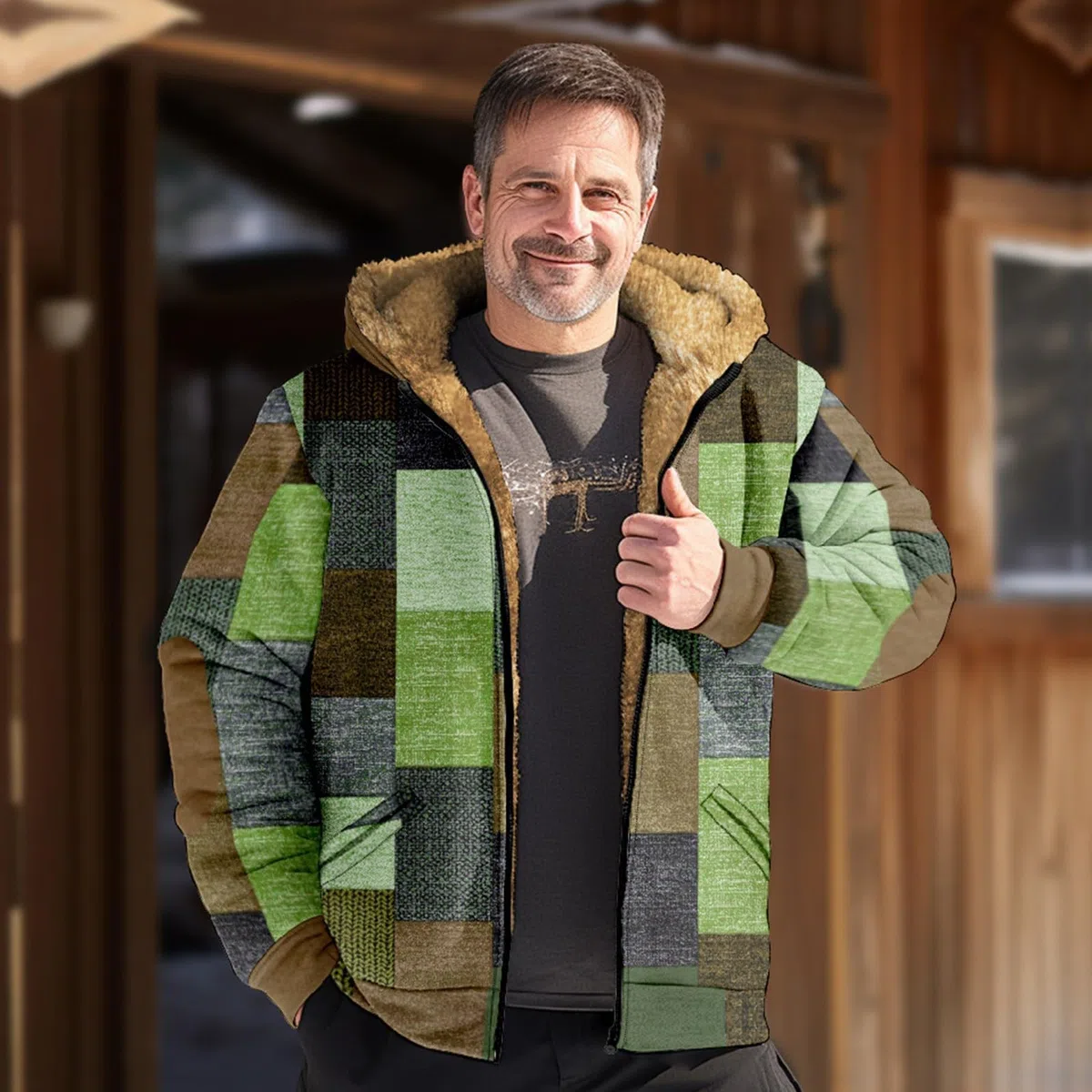 Genérico Jersey polar con capucha estampado informal, suave y cálido, ideal para el invierno, actividades al aire libre y el Streetwear. Ajuste cómodo.