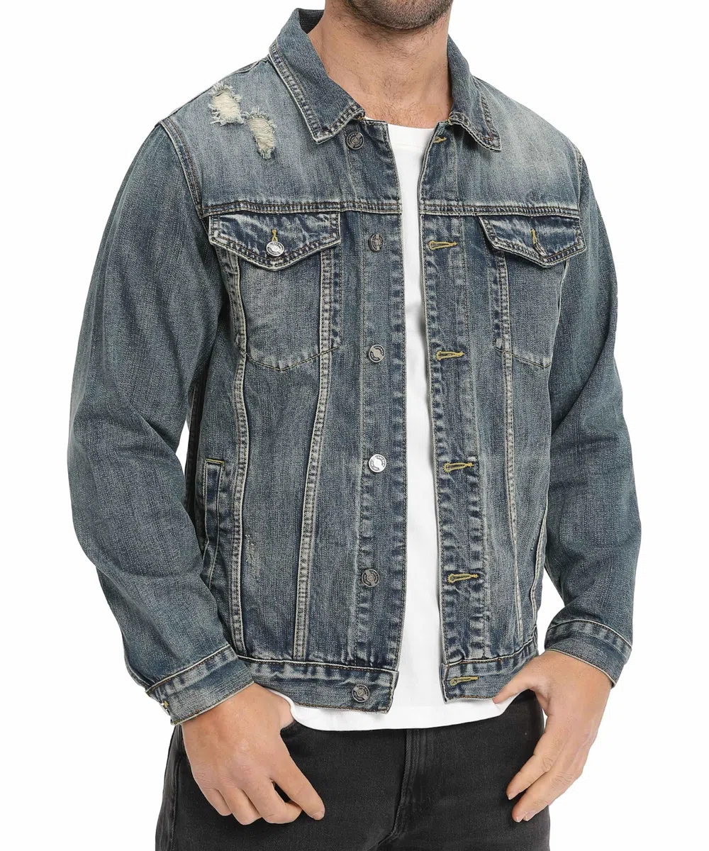Hombre Denim Jacket para Chaquetas Vintage Vaquera Abrigo Lavado Jean Chaqueta de Moto Trucker Entretiempo Jacket con Botones