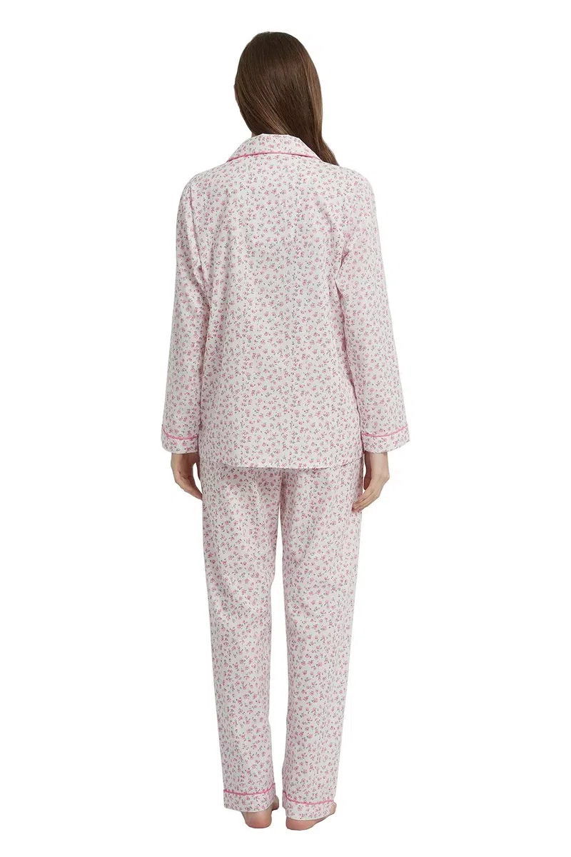 Amaxer Conjunto de pijama para mujer, 100 % algodón, manga larga, suave, con botones, elástico y cordón