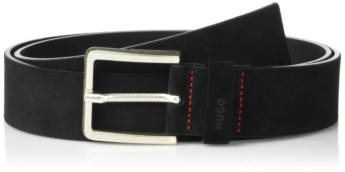 HUGO Square Buckle Suede Belt Cinturón Hombre