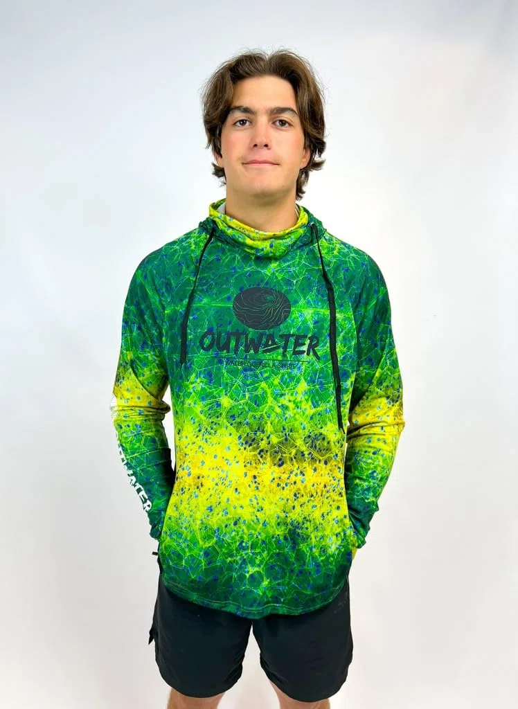OUTWATER Guerilla Pro - Camiseta de pesca para hombre, protección solar antirrayos UV con capucha UPF50+ | Pesca, Kayak, Paddle, Outdoor