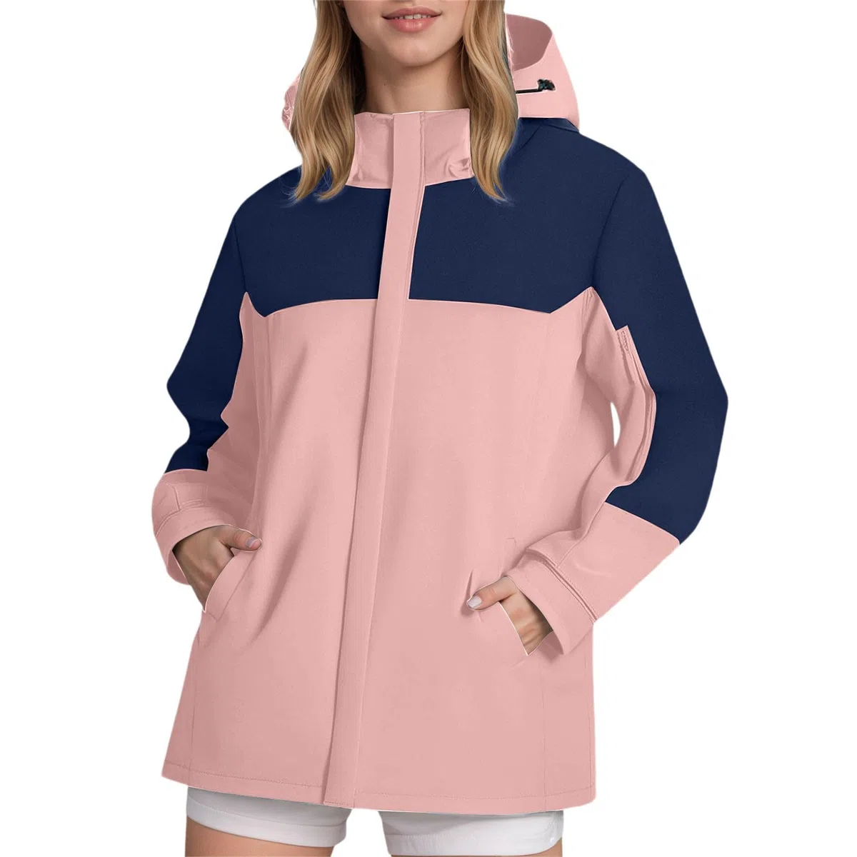 Chaqueta cortavientos ligera para mujer, abrigo de senderismo para exteriores, impermeable informal con capucha para desplazamientos diarios en primavera y otoño.