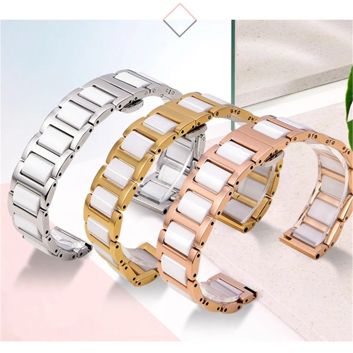 Correa de Reloj de cerámica de 14, 16, 18, 20 y 22 mm for Hombre y Mujer, Hebilla Plegable, Correa de Repuesto de liberación rápida.