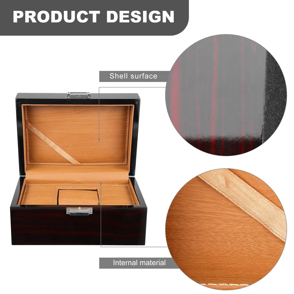 ibasenice Caja de Joyas de Madera Lacada Negra para Reloj Elegante