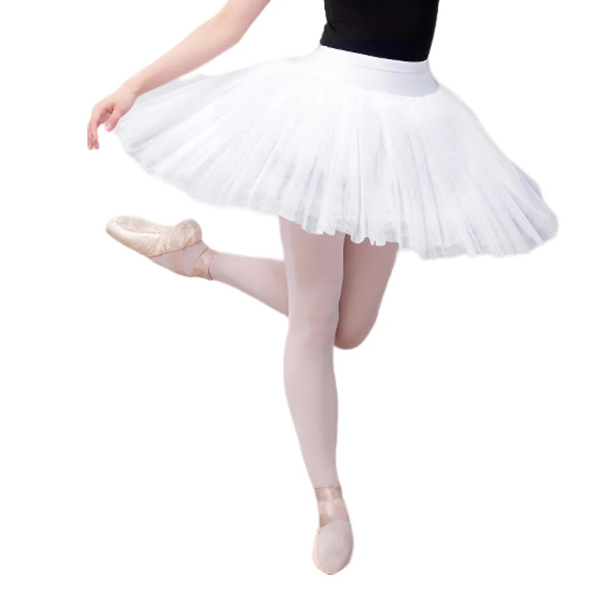Falda tutú de tul con cintura elástica de 7 capas, falda de ballet para panqueques, bragas integradas para entusiastas del cosplay, falda tutú de panqueques, blanco, S