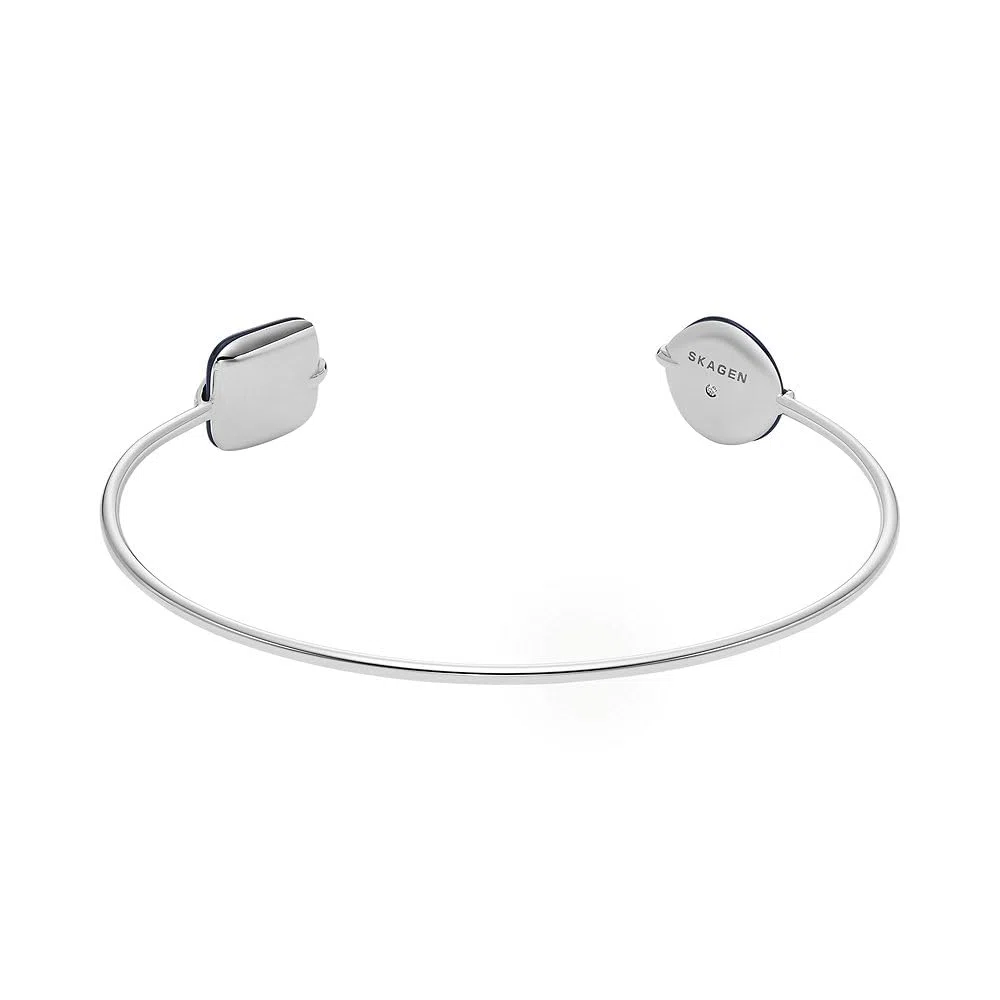 Skagen Pulsera brazalete de acero inoxidable y semipreciosas con puño para mujer