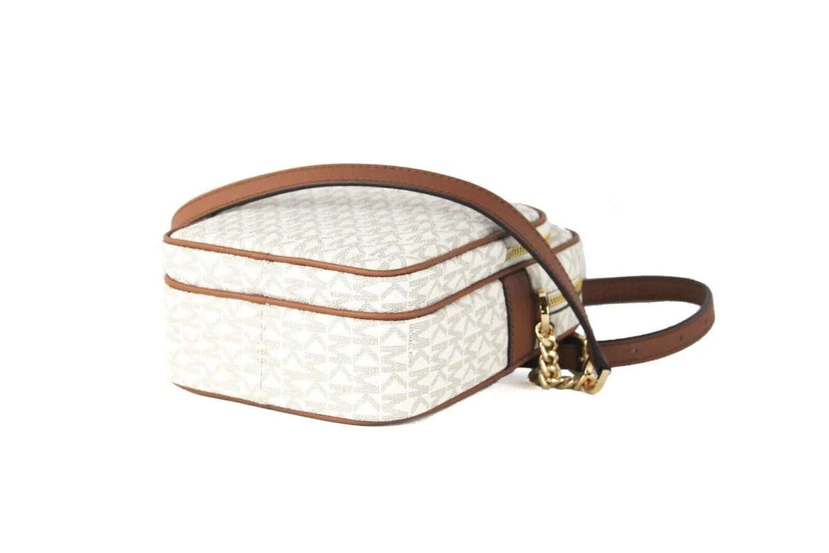 Michael Kors Jet Set Travel Signature - Bolsa bandolera de PVC con logotipo mediano