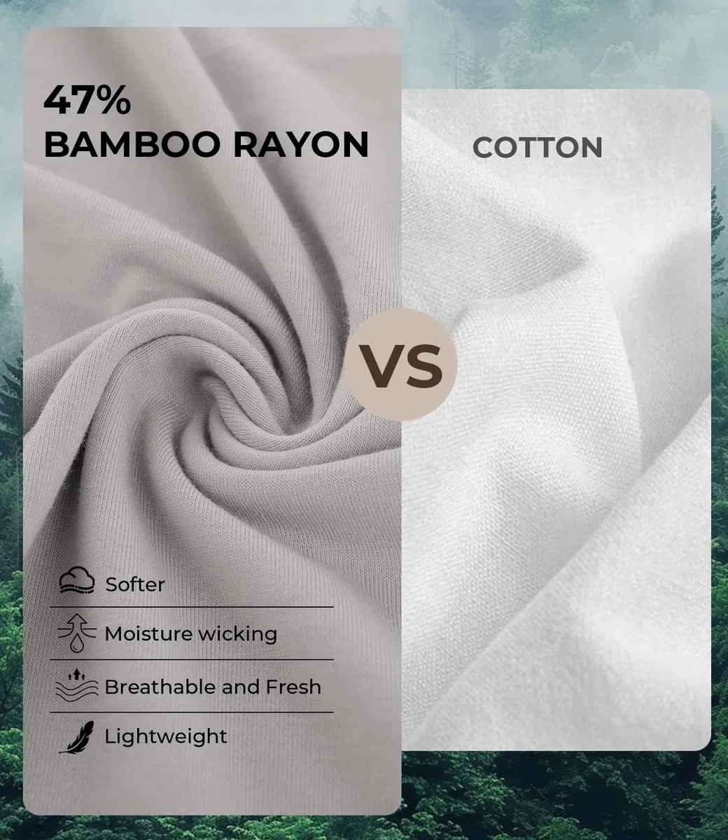 BAMBOO COOL Camisetas para hombre con cuello en V que absorben la humedad, camisetas elásticas para hombre, ajuste delgado, paquete de 3 unidades, suaves y transpirables, 1 blanco, 1 negro, 1 gris,