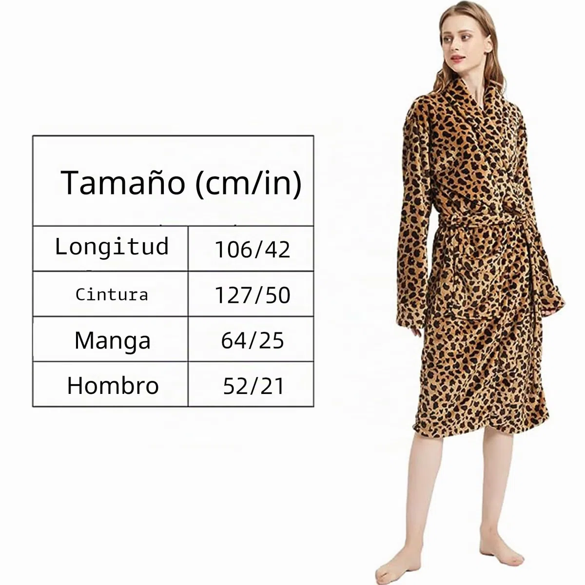 DREAMLANDING Albornoz estampado para mujer, 100 % franela, pijama, camisón para mujer