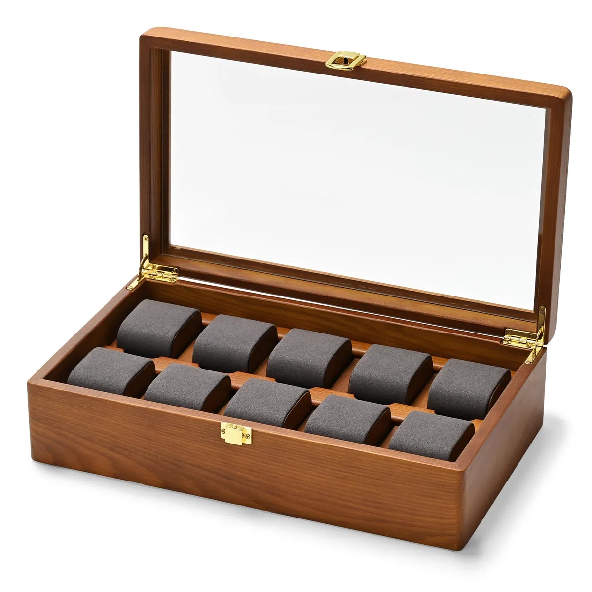 Oirlv Caja Para Relojes De Madera Maciza Organizador Con Tapa 10 Relojes De Almacenamiento Caja De Reloj Con Cojines Extraíbles Reloj(Gris Oscuro)