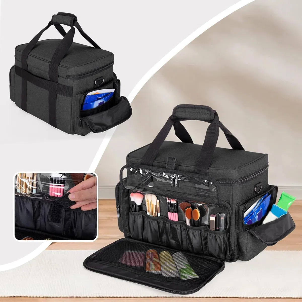 Generic Neceser Neceser de Maquillaje Cosmético Multifuncional de Gran Capacidad para Viajes y Viajes de Negocios Hecho de Poliéster Duradero 42x25x25cm