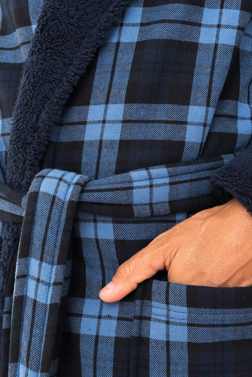 John Christian Bata Polar térmica Super Suave, Cuadros Azul Rojo Blanco