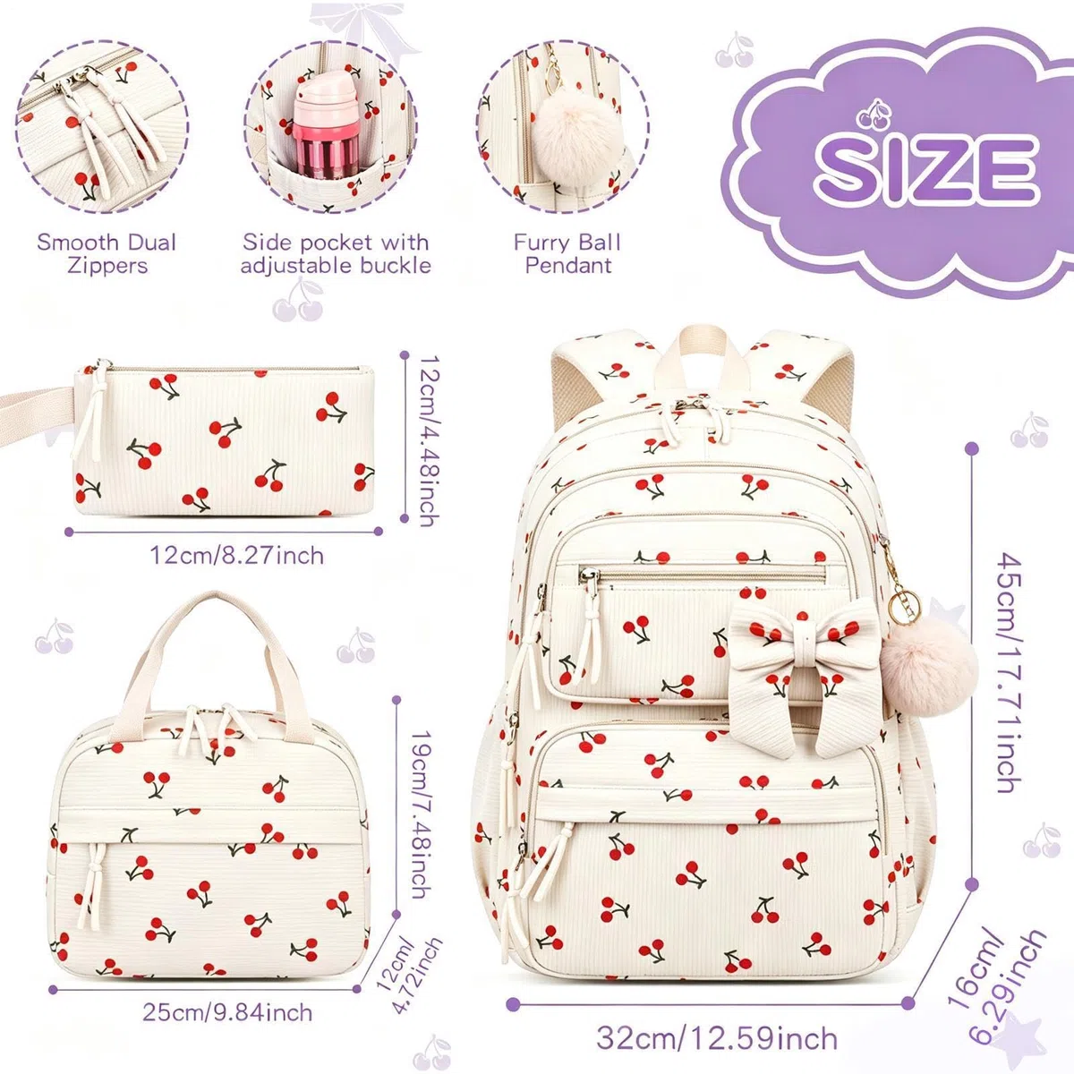 Mochila Escolar para Niños Set De 3 Piezas Impermeable Y Transpirable | Bolso Escolar Gran Capacidad Para Niñas Niños Preescolar Primaria Regreso A Clases Viajes Estudiantes Diario