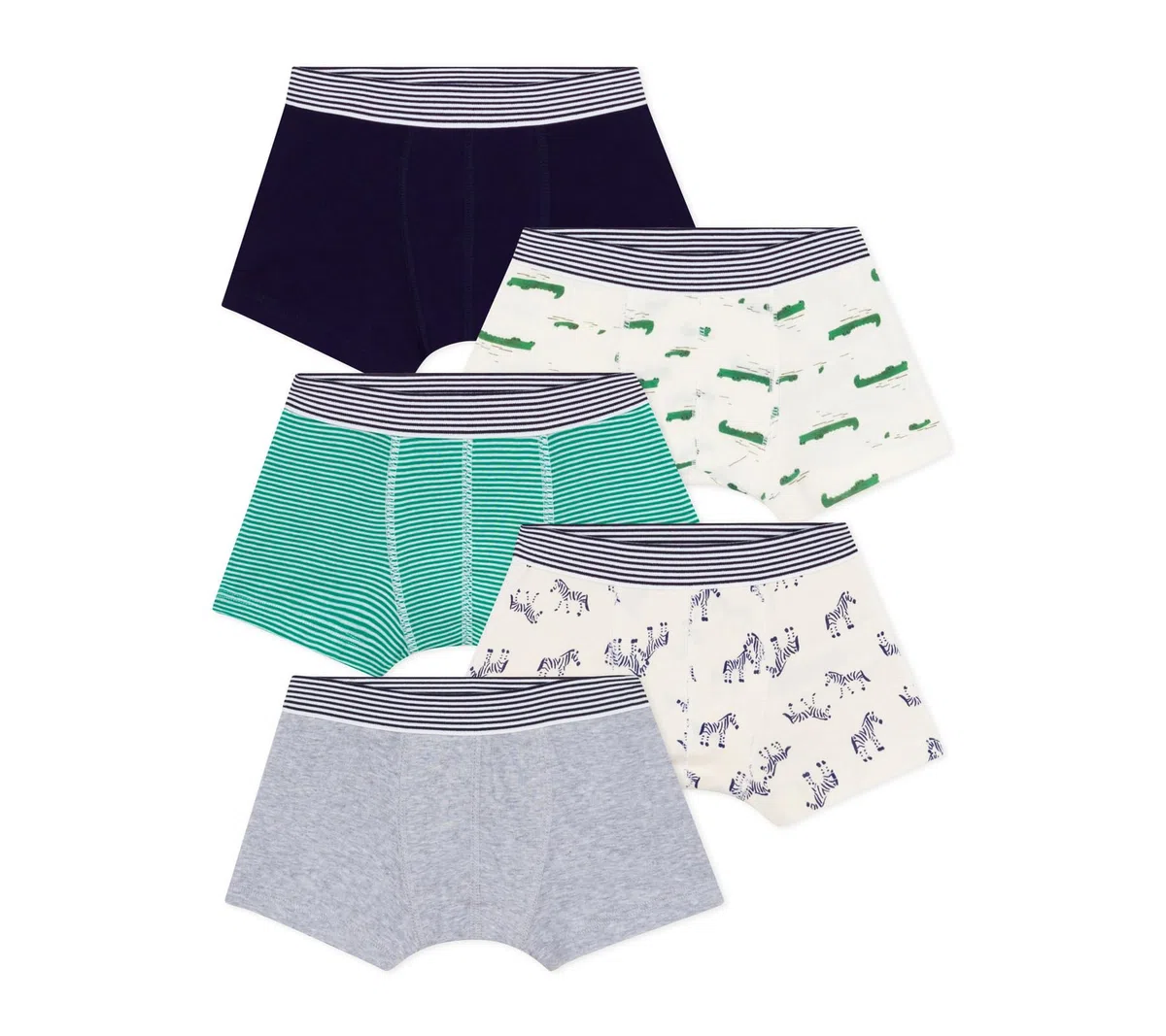 Petit Bateau - Juego de Boxers Infantiles de algodón con Estampado de Animales, Multicolor, 10 años