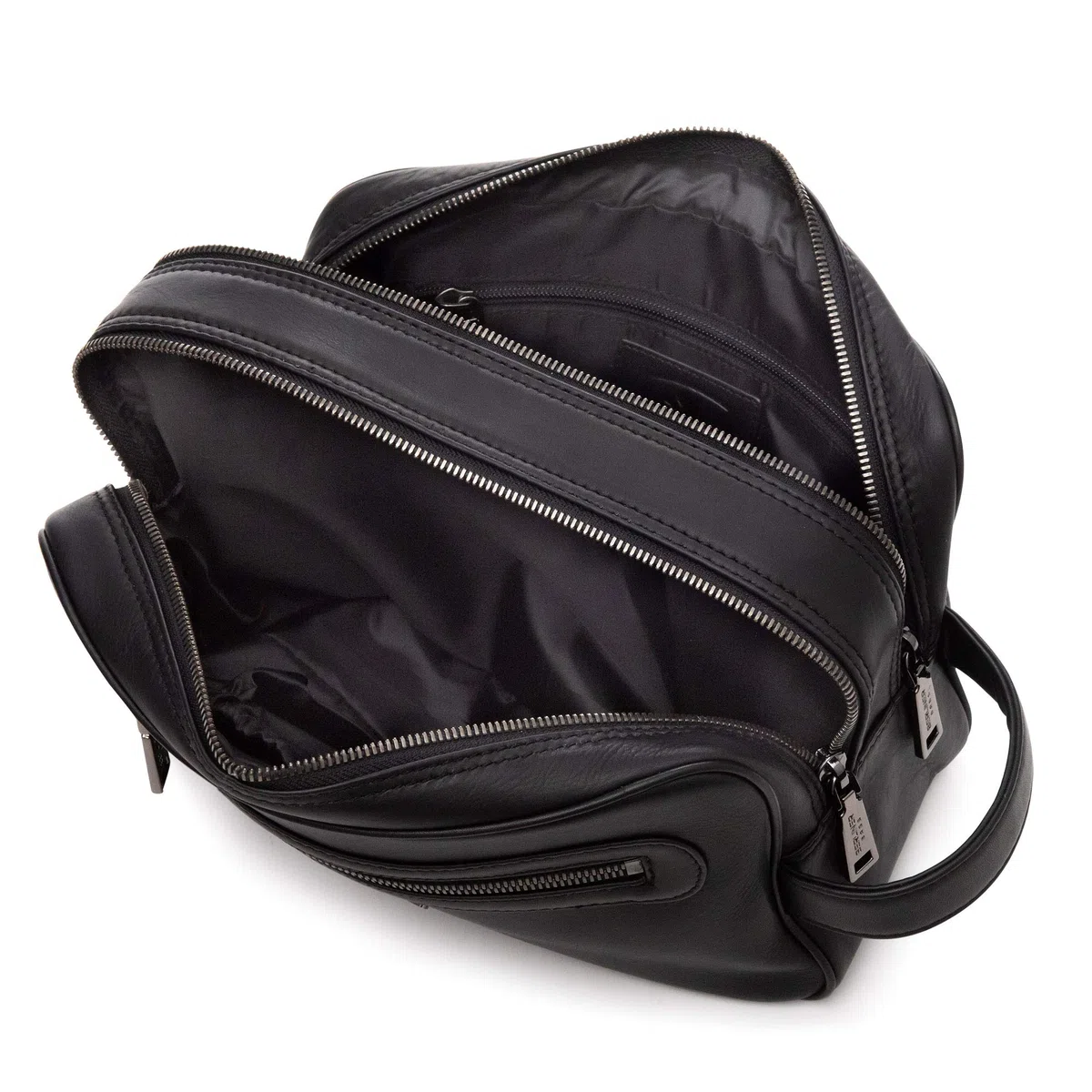 Berliner Bags MAX Neceser de Piel Auténtica con Dos Compartimentos, Bolso de Aseo Grande para Hombre y Mujer, Ideal para Viajes, con Cremallera YKK y Forro Impermeable – Negro