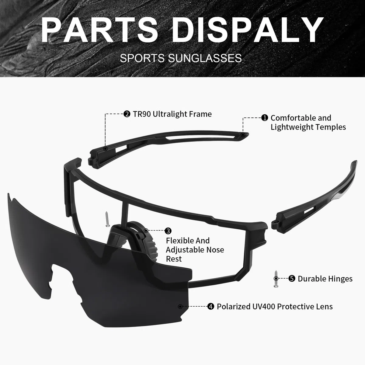 Gafas de sol polarizadas cuadradas para hombres y mujeres, con montura ligera, con protección UV