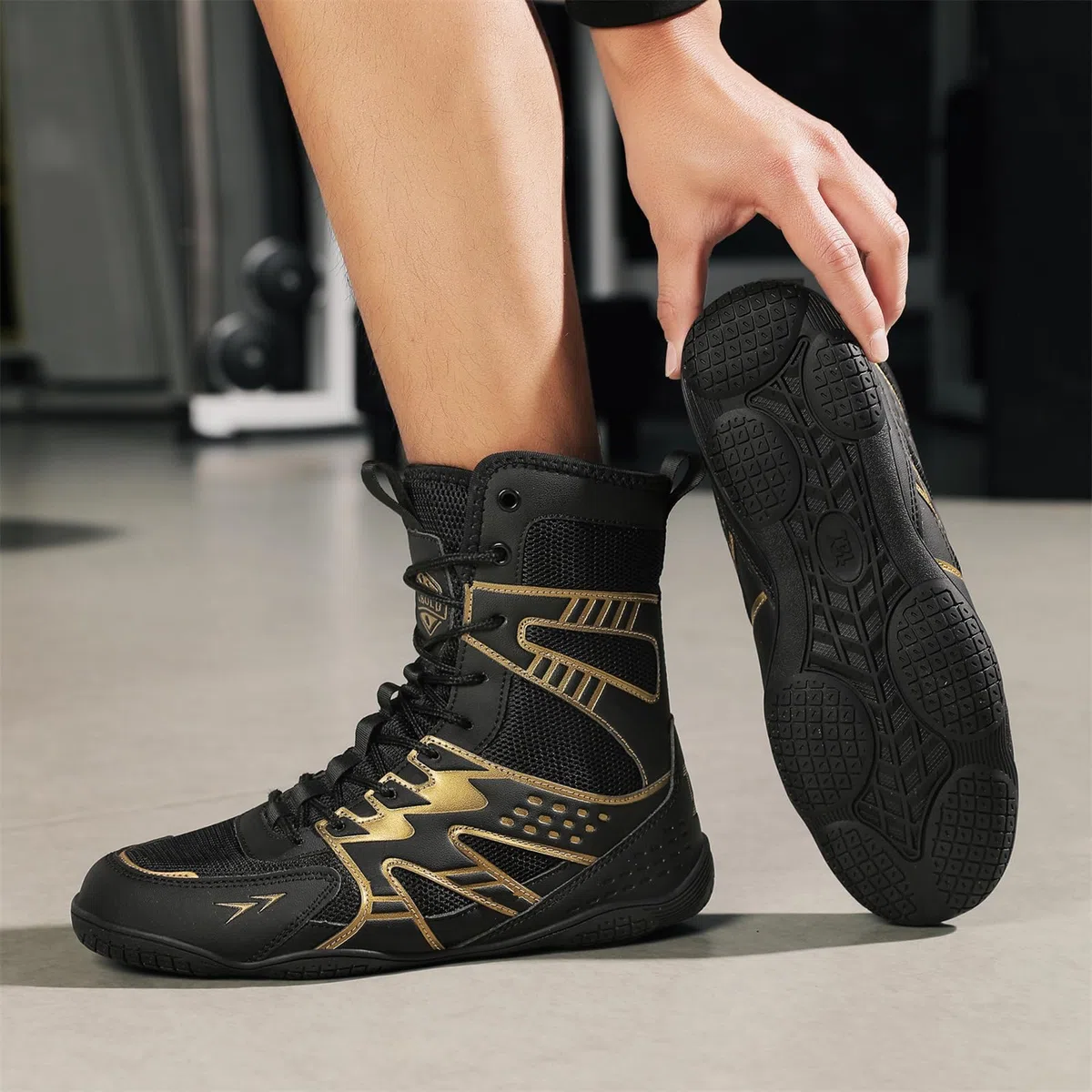 Zapatillas Boxeo Hombre Antideslizantes Zapatillas Lucha Libre Entrenamiento Cruzado Transpirables para Gimnasio Levantamiento Pesas Combate
