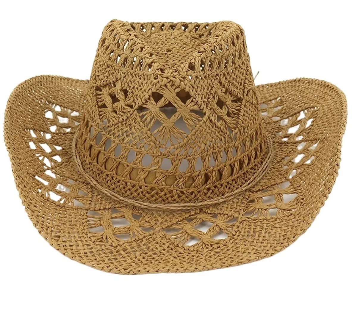 Sombrero de Playa Plegable, Sombrero De Vaquero Occidental Tejido A Mano Vaquera Paja Sol Verano Sombrero Playa Verano