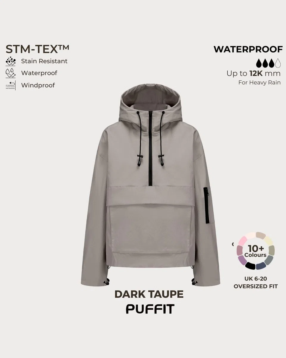PUFFIT Anorak - Chaqueta impermeable ligera con capucha para mujer, resistente al agua, con capucha, perfecta para acampar y viajar