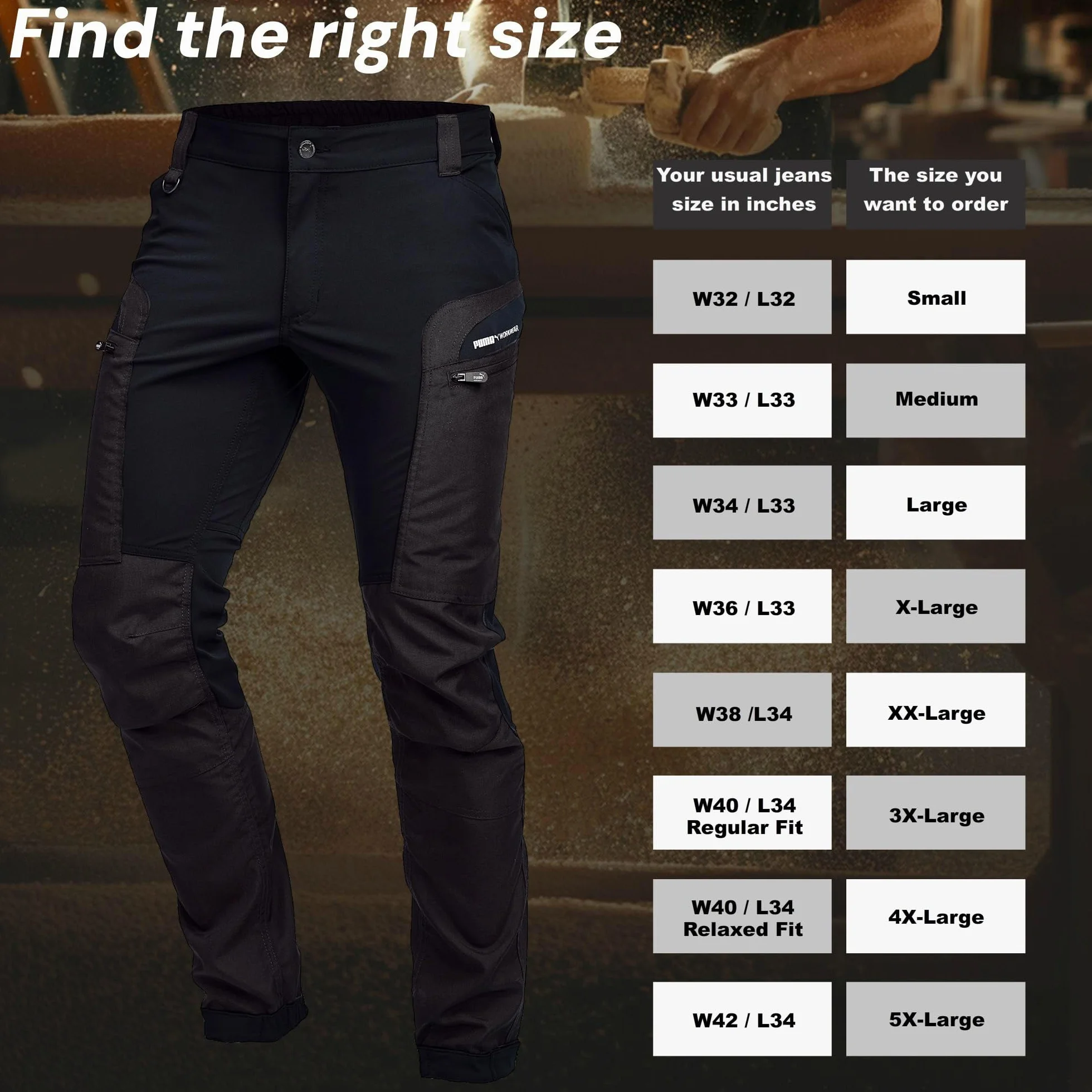 PUMA Workwear ProOne Adventure - Pantalones de senderismo para hombre, transpirables y duraderos, parcialmente repelentes al agua, cargo Ripstop