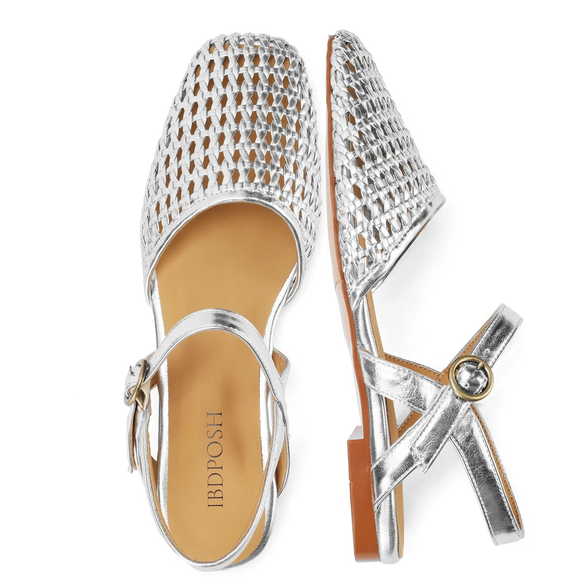 Sandalias planas tejidas para mujer, puntera cerrada, puntera cuadrada, correa de tobillo, cierre de hebilla, cómodas, transpirables, informales, elegantes, zapatos Huarache