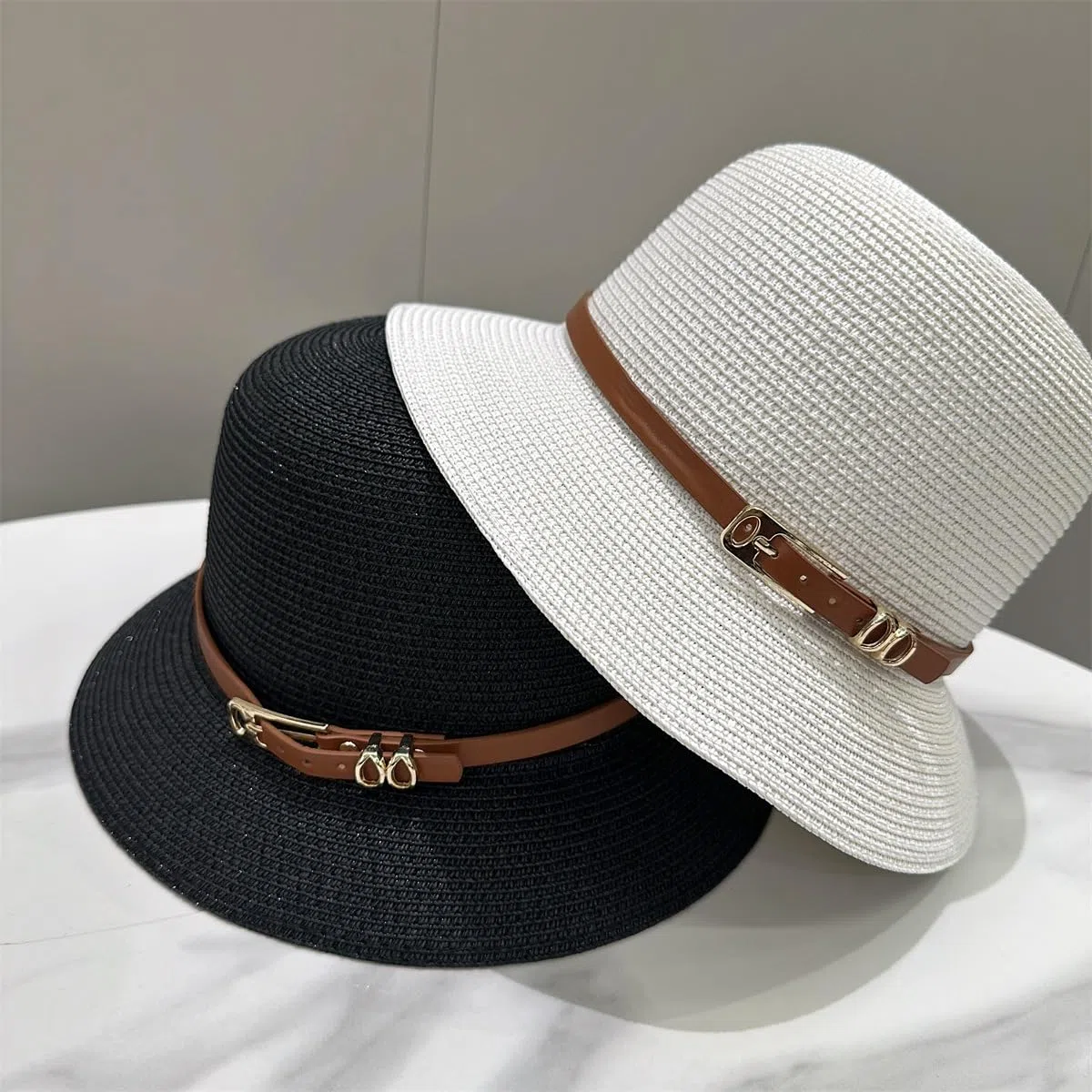 Sombrero de Paja de Verano para Mujer,de ala Ancha,Ligero,con Hebilla de Metal,Plegable,Transpirable,para Playa,Actividades Al Aire Libre