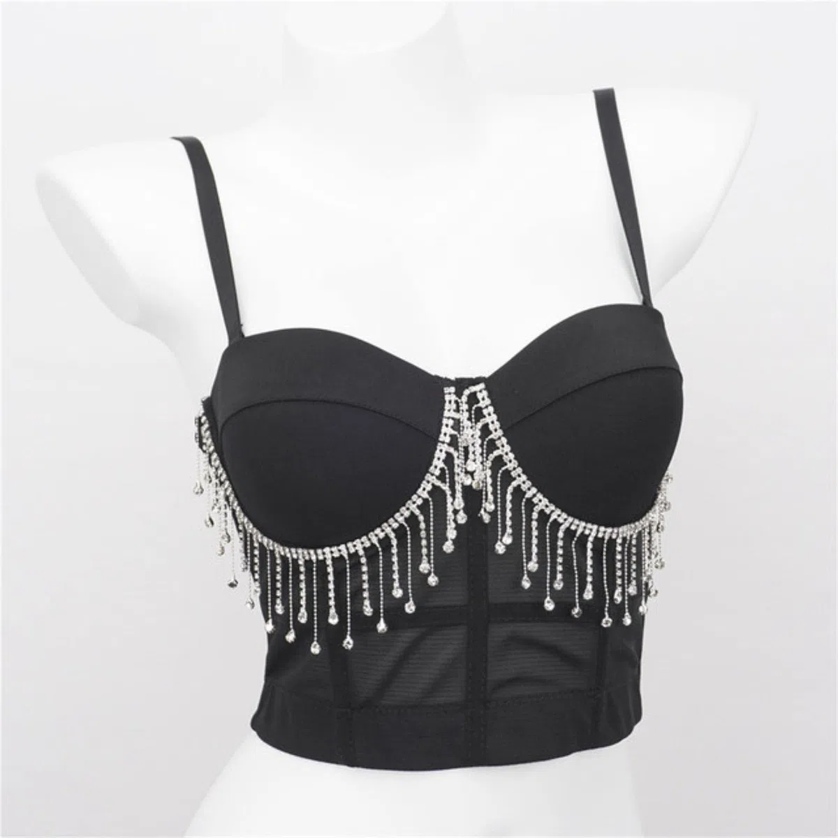 YOND Autumn Woman Tank Tops Punk Beading Diamond High End Women Corset Push Up Bustier y2k Bra Camis Crop Top Ladies Clothes-5-black, XL-40