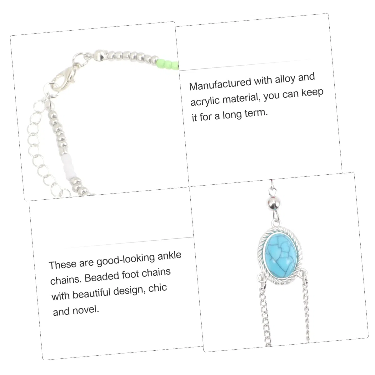Healvian 5 Series Tobilleras De Verano Con Cuentas Para El Dedo Del Pie Tobilleras Para Mujer Con Cuentas Pulseras De Acrílico Para Mujer 2 piezas x 5