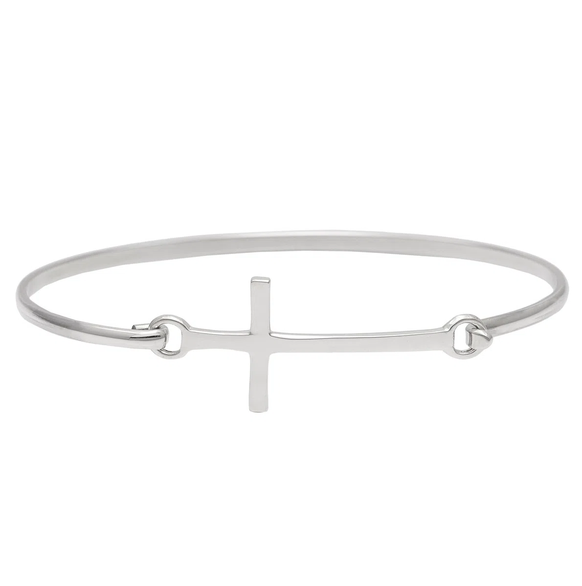 Silverly Brazalete Clásico de Plata de Ley con Cruz | Joyas Religiosas para Mujer | Pulsera Minimalista de Plata 925 para Mujer | Pulsera con Crucifijo Cristiano y Cierre de Presión