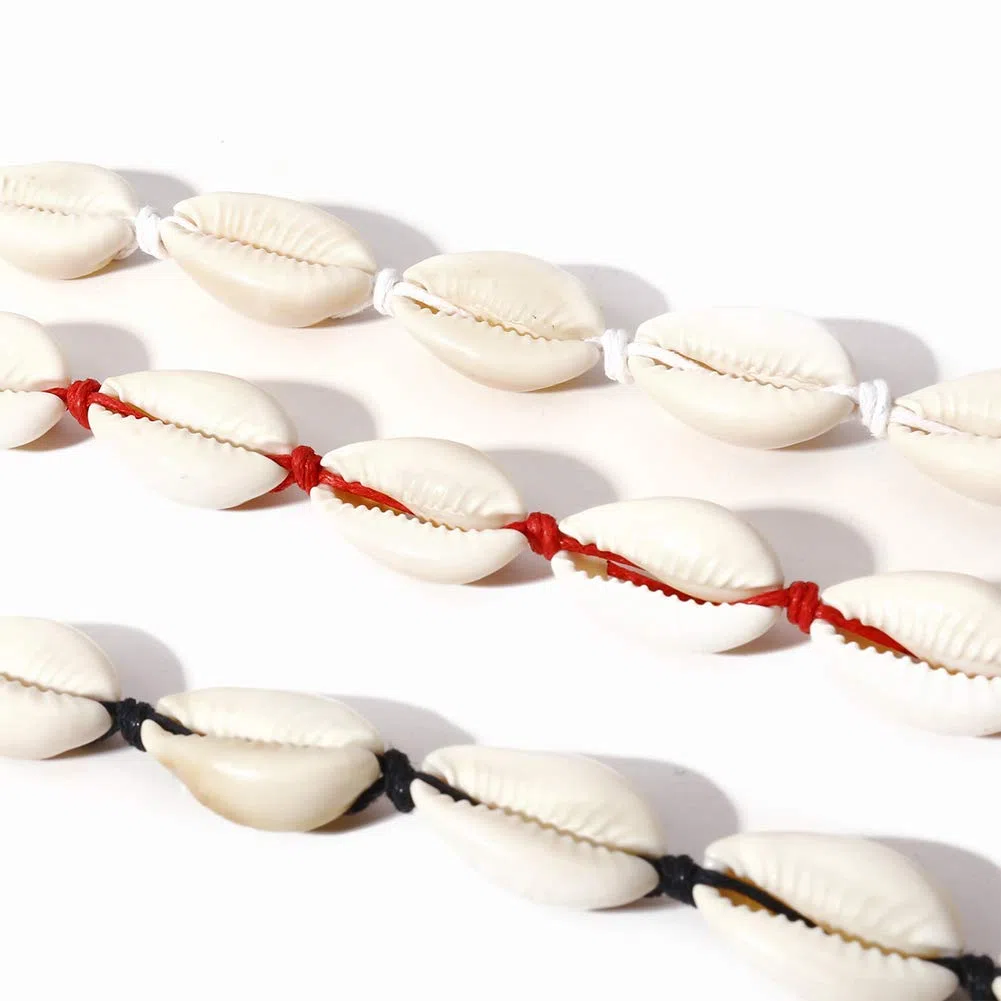 Tobillera de Concha con Cuentas Naturales, joyería Hecha a Mano para pies de Playa, Estilo Hawaiano, Ajustable para Mujeres, cómoda y respetuosa con el Medio Ambiente