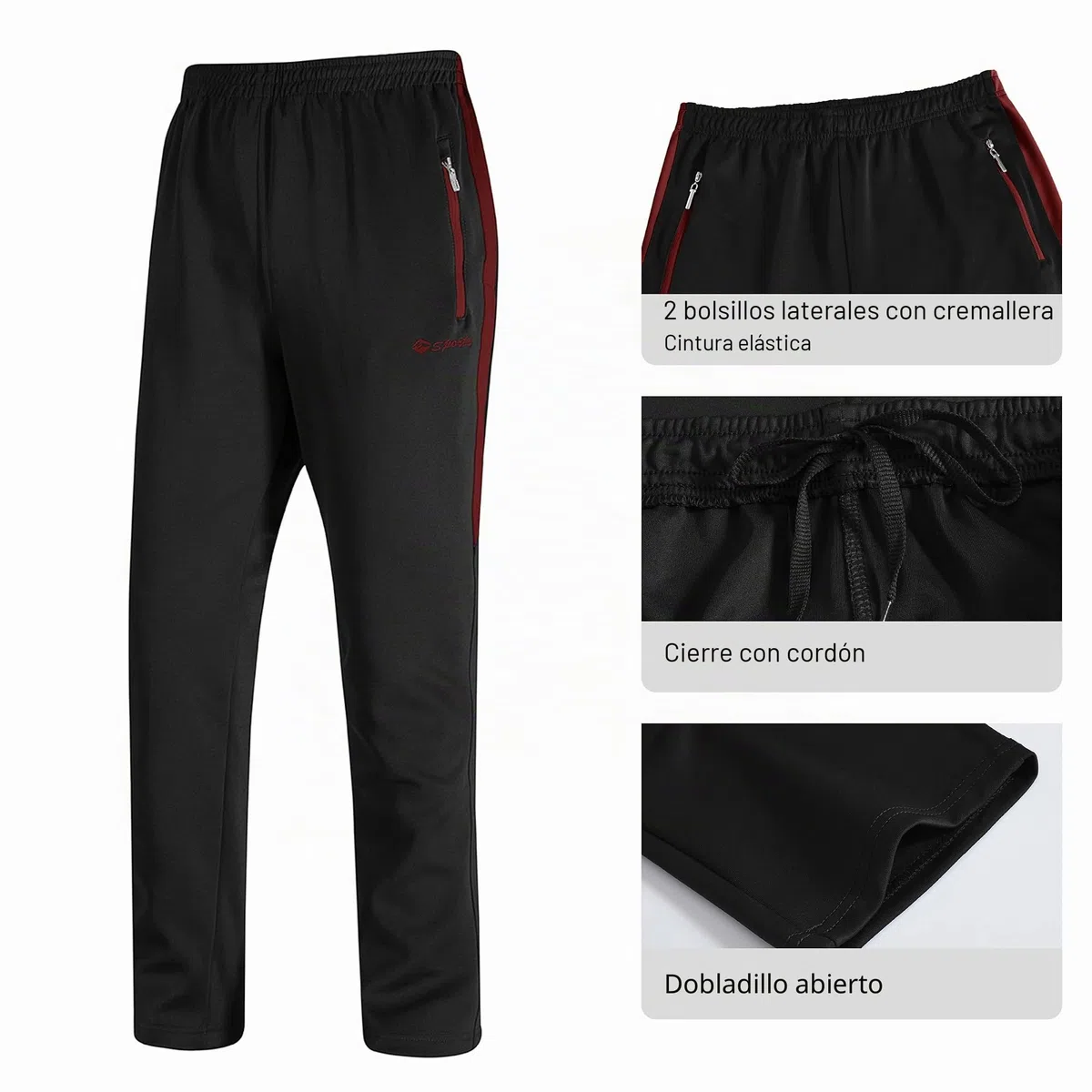Rdruko Conjuntos de chándal para hombre, chaqueta deportiva con cremallera completa, casual, con cordón elástico, 2 piezas con bolsillos con cremallera