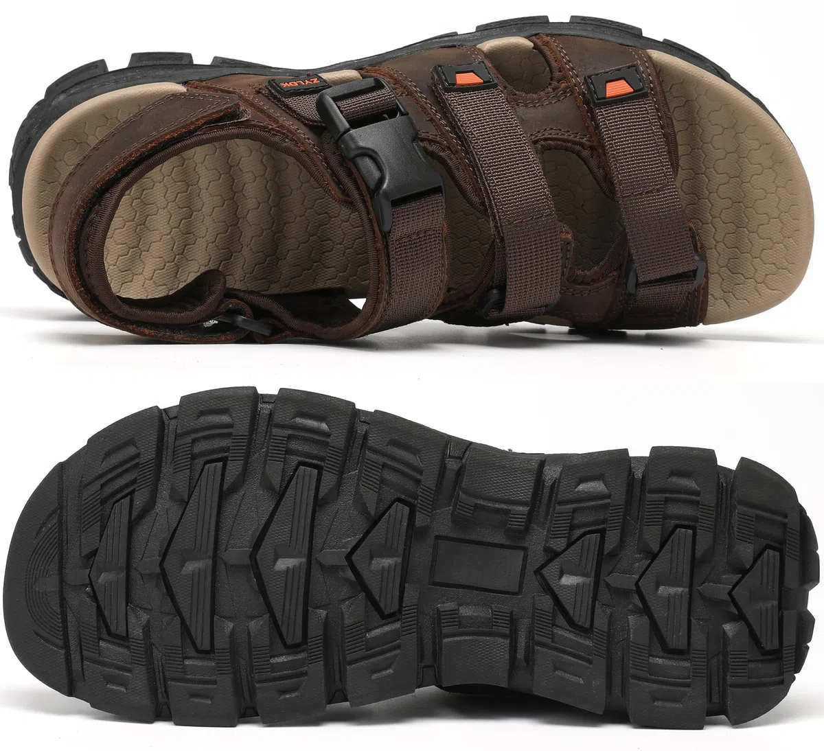 Sandalias Trekking Hombres Deportivas Verano Exterior Senderismo Zapatos con Punta Abierta Cuero Sandalias de Playa