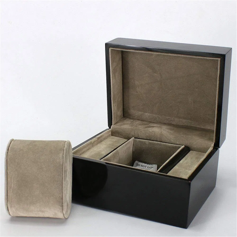 Chtom Caja de almacenamiento de reloj Caja de almacenamiento de reloj de madera para viajes, caja organizadora de relojes (color: negro, tamaño: S) (color: negro, tamaño: pequeño)