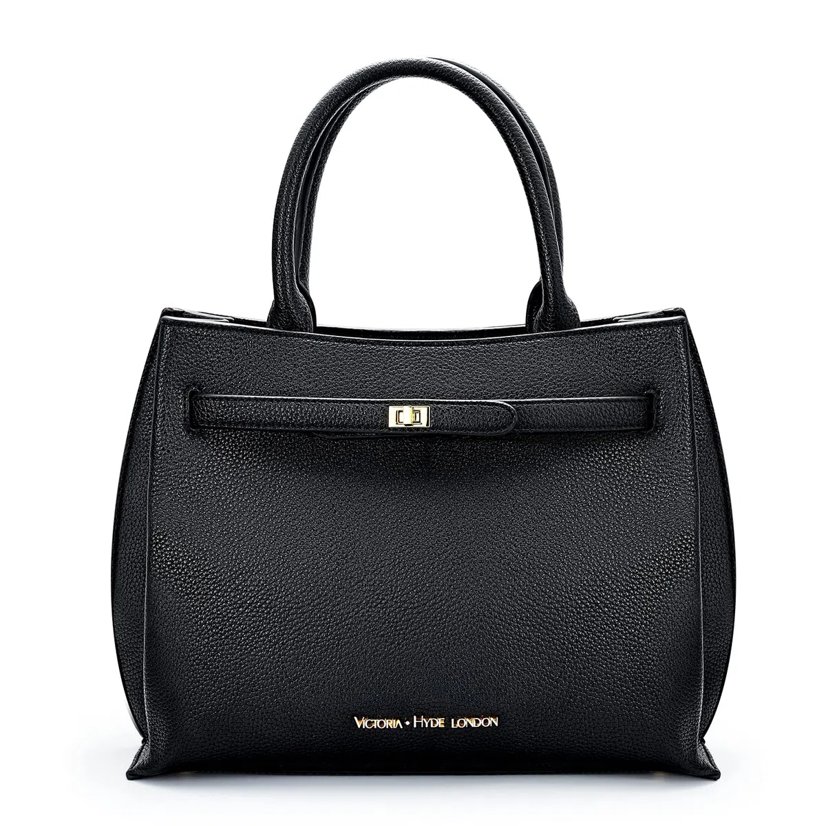 VICTORIA HYDE Bolso de Mano Grande para Mujer de Piel Sintética de Poliuretano, Negro, Elegante para Oficina y Trabajo