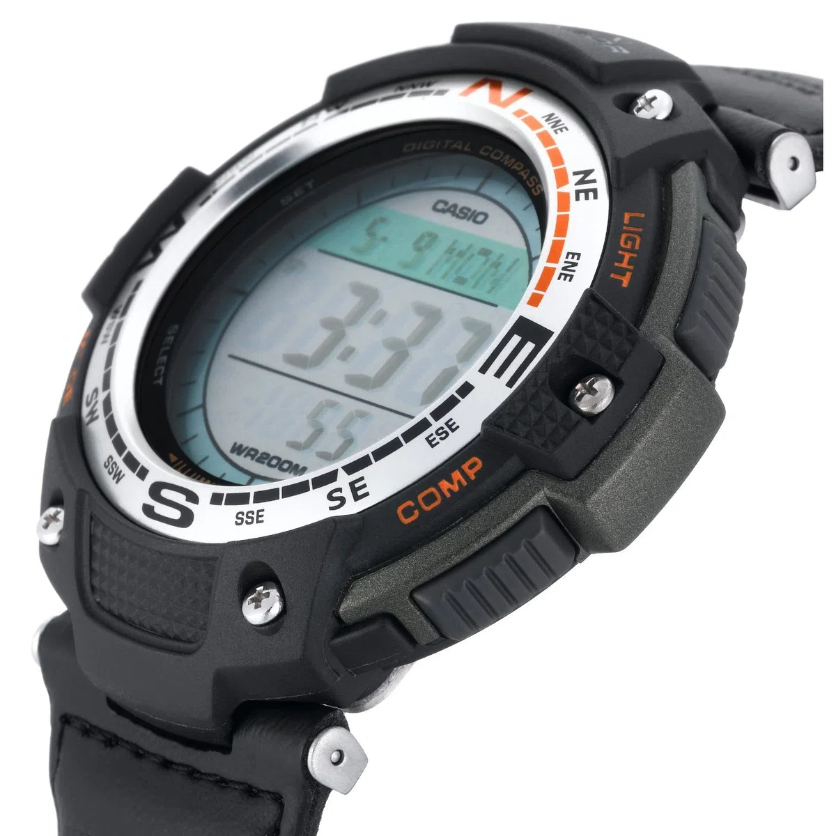 Casio Serie SGW100 | Reloj digital y brújula | 200 M WR | Cronómetro 100 SEC | Sensor doble de dirección y temperatura | Resistente a bajas temperaturas | Hora mundial | Calendario automático | Alarma