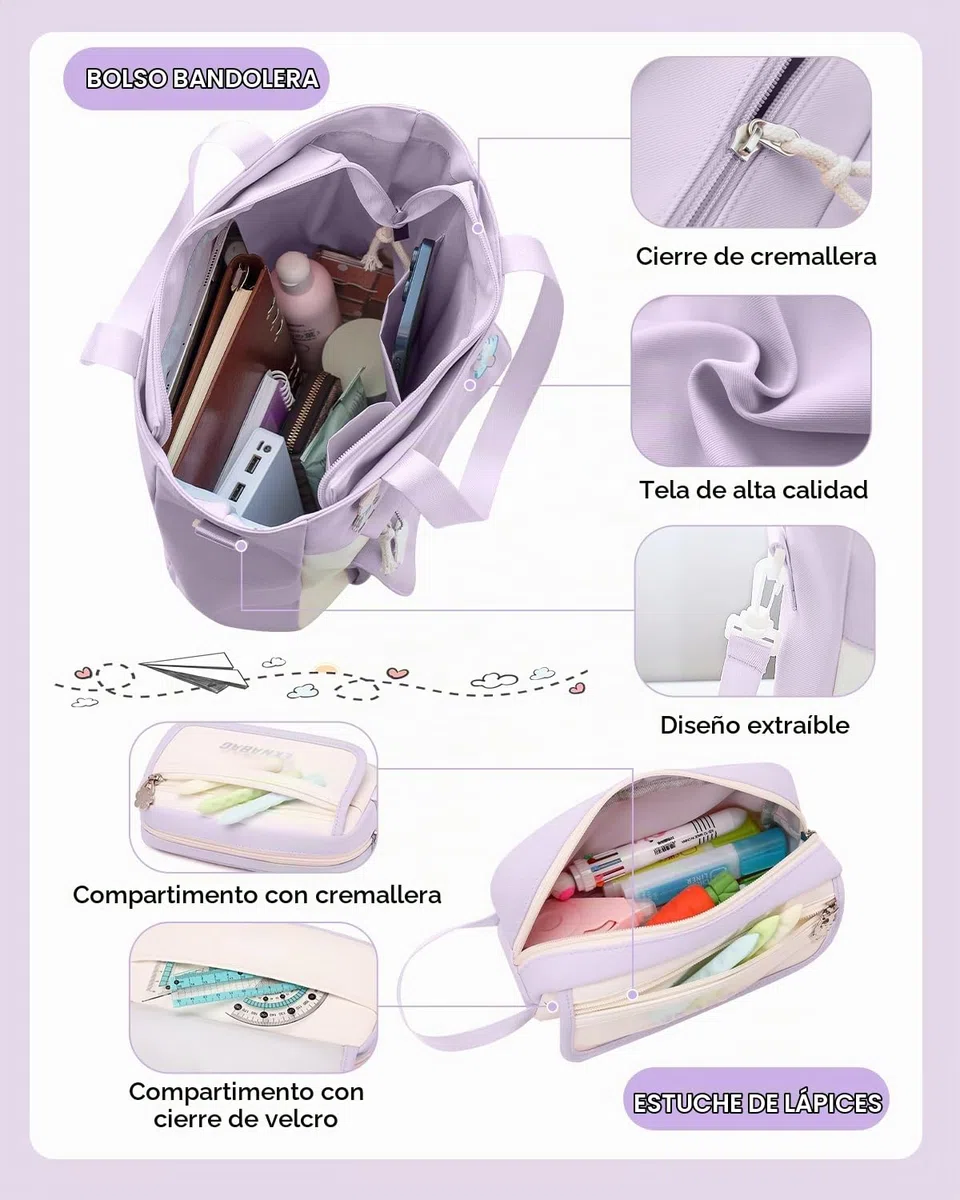 Tanou Mochilas Escolares Niña, Juego de Mochila Colegio Adolescente Chica