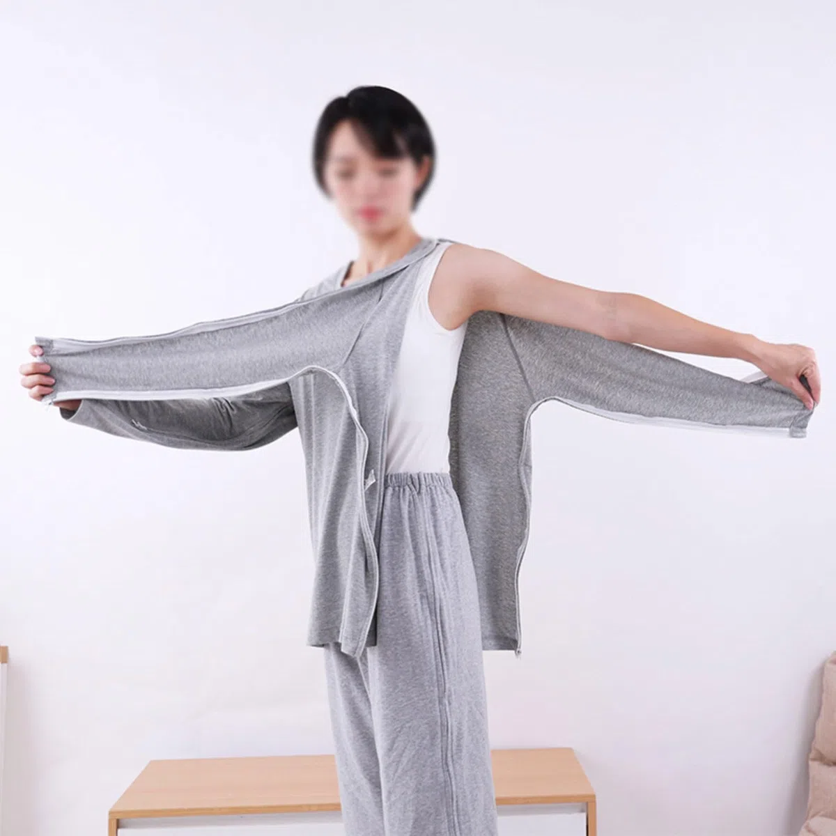 Batas de algodón for pacientes primavera, camisas enfermería con abertura frontal completa for infusión y cuidados, reutilizables for hombres mujeres mayores Exfoliantes Suaves(Gray-1,X-Large)
