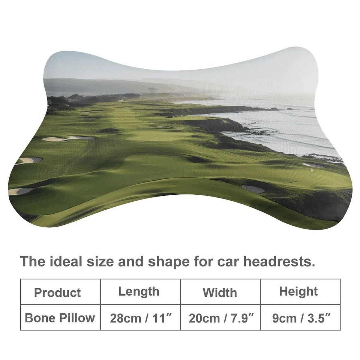 Almohada de campo de golf junto al mar, núcleo de almohada de espuma viscoelástica, cojín, proporciona apoyo para el cuello, almohadas de coche para viajes y oficinas en casa.