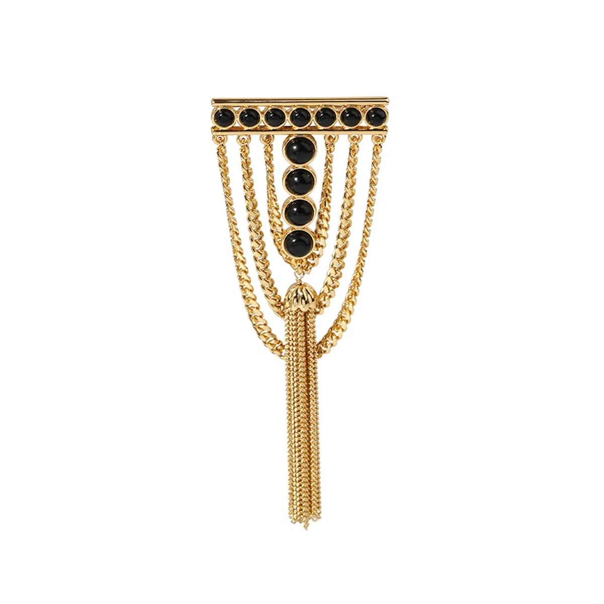 Broche para Mujer, Broche de ágata Negra con Borla, Broche de Cadena Colgante, alfiler para Traje, Tachuelas para Camisa, Accesorios para Hombres y Mujeres, broches exquisitos