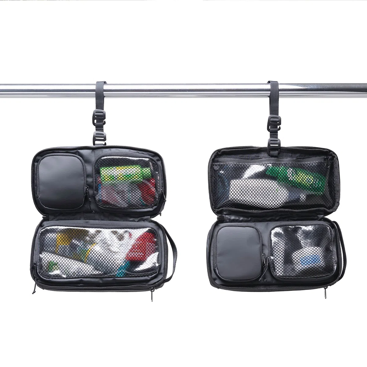 Gomatic Neceser de Aseo Pequeño – Bolsa Impermeable Compacta para Maquillaje o Afeitado – Perfil Delgado, Asa Colgante – Ideal para Viaje, Gimnasio & Uso Diario – Negra