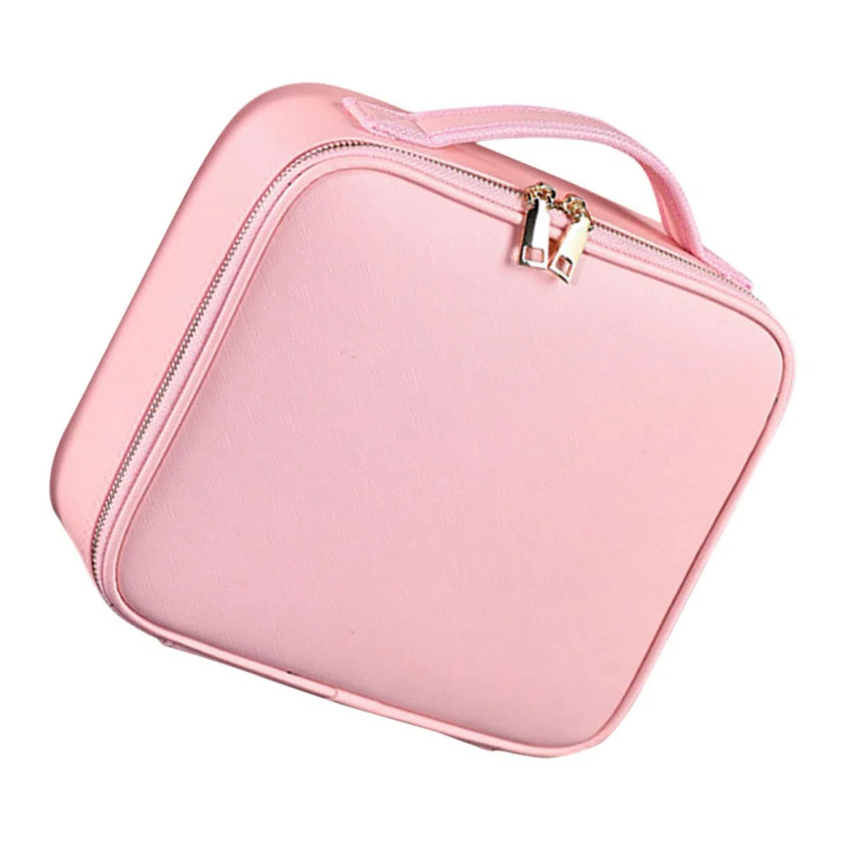 Bolsa de Maquillaje de Viaje Grande de PU Rosa con Compartimentos