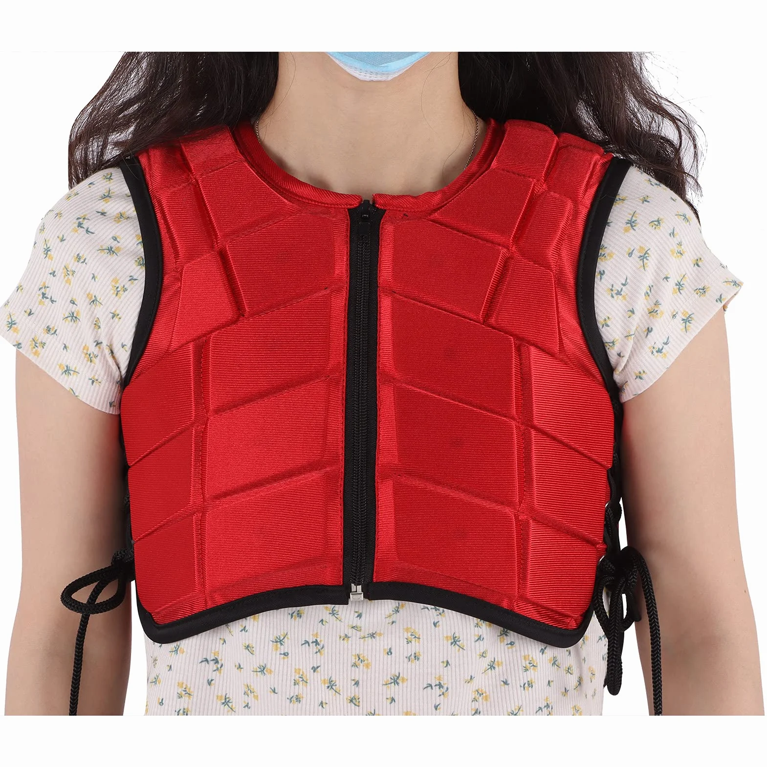 Chaleco Ecuestre de Nailon Rojo para Niños con Absorción de Impactos y Amortiguación para Protección de Equitación (CENTÍMETRO)