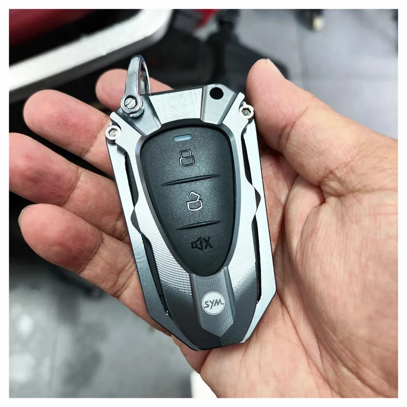 Llavero Moto,Creativa Llavero para Sym Jetx Jet X 125 150 X125 X150, Funda para Llave, Accesorios De Protección, Llavero, Piezas De Motocicleta CNC(Key Case Titanium)