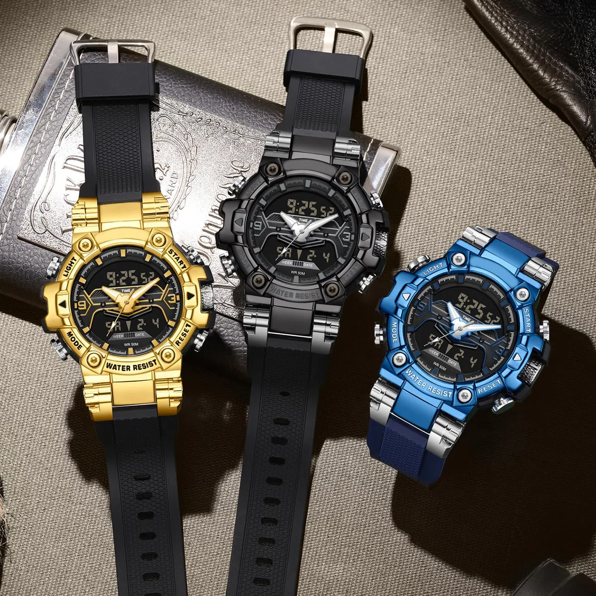 findtime Reloj militar analógico digital para hombre con cronómetro, reloj despertador 12/24H, reloj táctico, gran reloj deportivo para hombres y niños, 5 ATM, resistente al agua, para exteriores